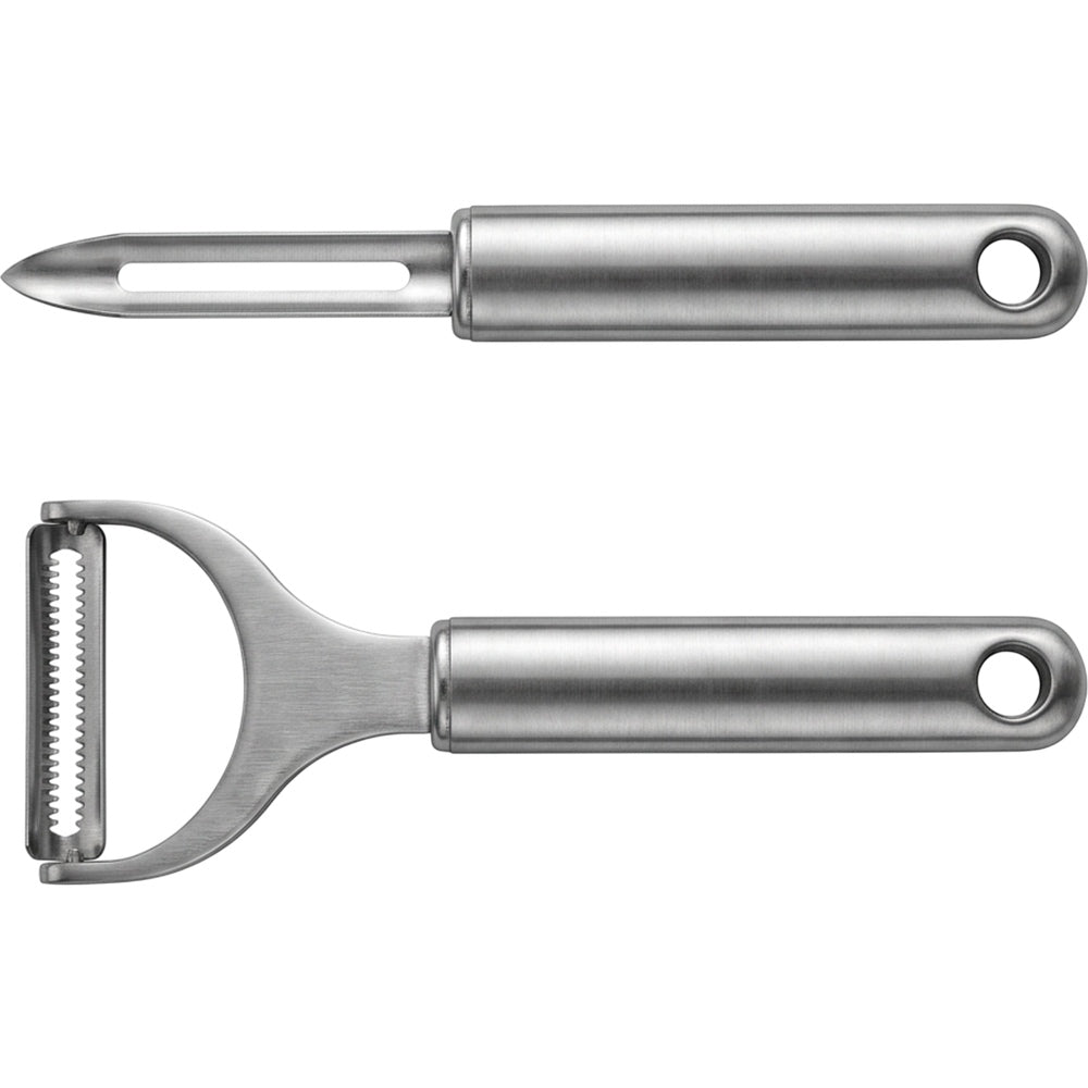 OLONO Stainless Peeler Set Brushed 2 Piece With Hanging Holes