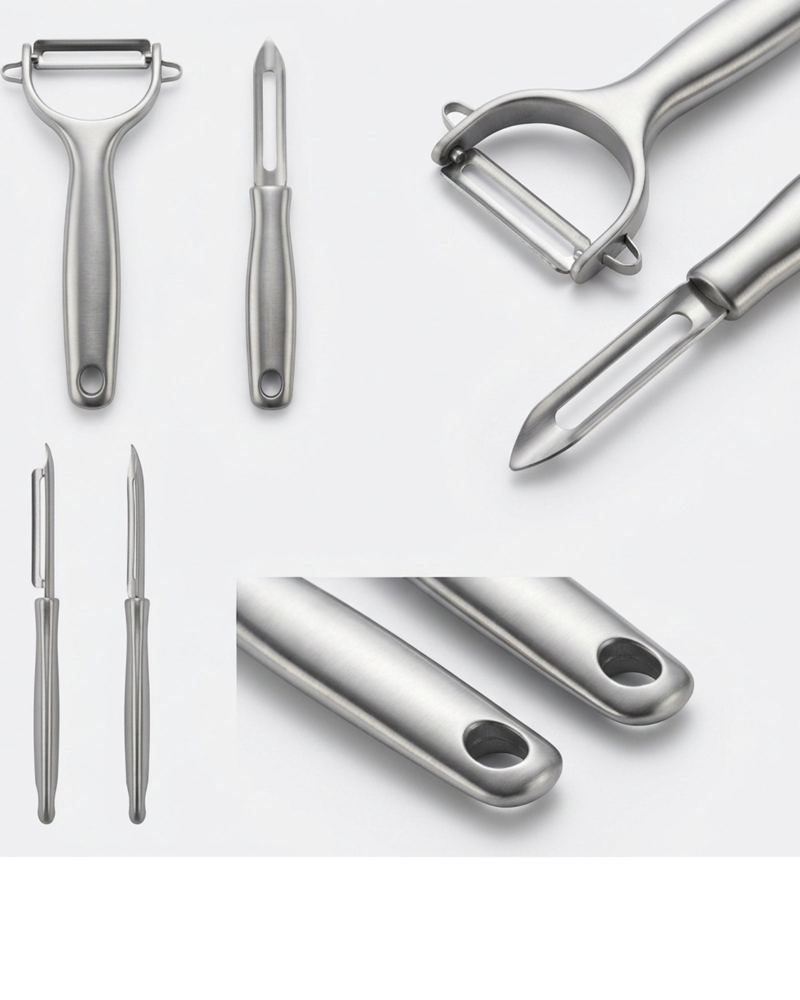 OLONO Stainless Peeler Set Brushed 2 Piece With Hanging Holes